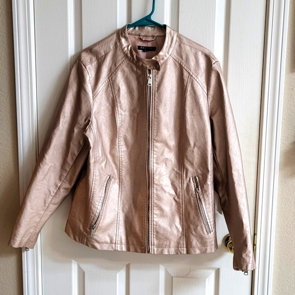 Rose gold faux leather jacket